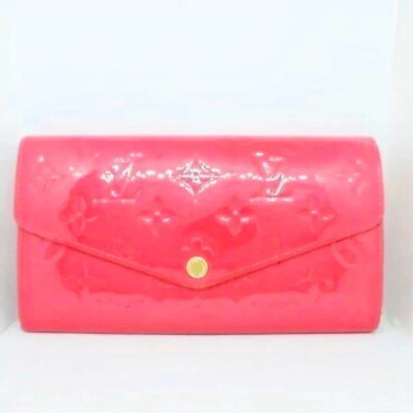 Louis Vuitton Sara Wallet, Portefeuille M90313 Hot pink Monogram Vernis Ts2136 - Picture 1 of 9